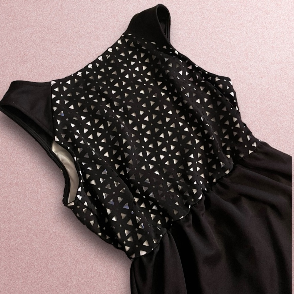 Embellished black and white dress